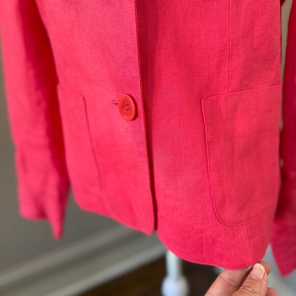 Talbots Irish linen Button Down Jacket Women’s Size 8 Dark Pink Blazer - Picture 3 of 7